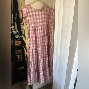 English Factory Pink Gingham Maxi Dress